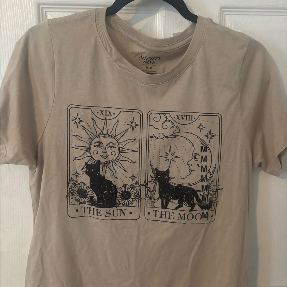 Tarot Graphic Tee "The Sun & The Moon" - Beige